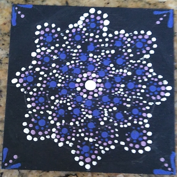 Hand Painted Mandala 4"x4" wood square - Picture 1 of 1